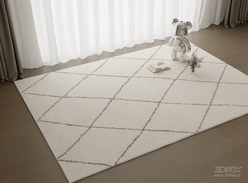 Modern Geometric Pattern Beige Plush Carpet 3D model