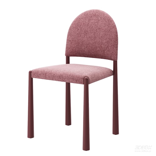 Modern Cream Style Fabric Upholstered Dining Chair 3D model