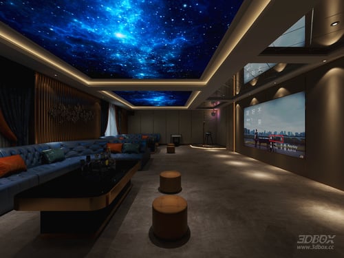 Luxury Home Cinema KTV Room With Starry Sky Ceiling 3D model