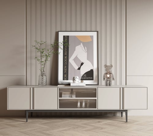 Modern Minimalist TV Cabinet with Decor 3D model