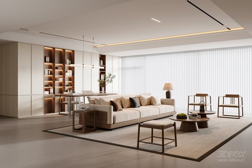 Modern Neo-Chinese Style Living Room Interior 3D model