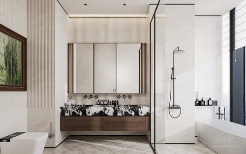 Modern Luxury Master Bathroom Interior Scene 3D model