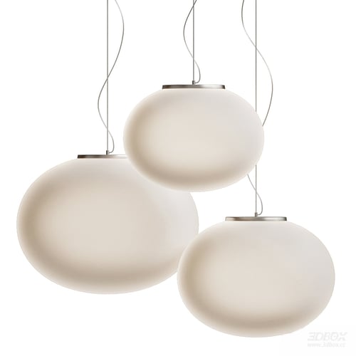Modern Oval Frosted Glass Pendant Ceiling Lamp Set 3D model