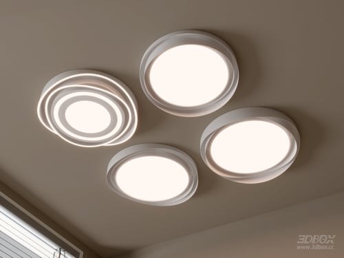 Modern Geometric Round LED Ceiling Lamp Set 3D model