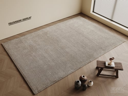 Modern Minimalist Cream Style Square Woven Living Room Carpet 3D model