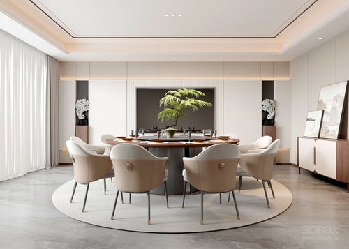 Modern New Chinese Style Private Dining Room Scene 3D model