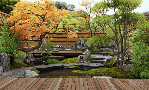 New Chinese Style Zen Courtyard Garden Landscape 3D model