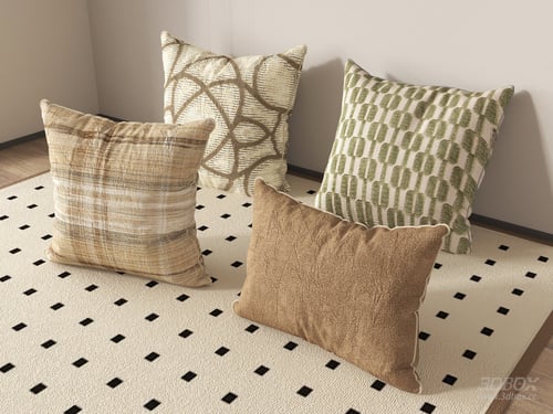 Modern Fabric Decorative Pillow Set 3D model