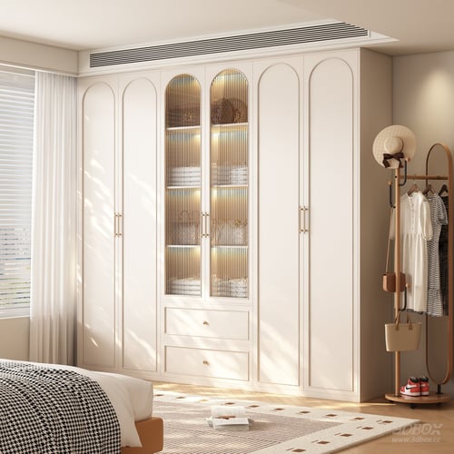 Modern Cream Style Built-in Wardrobe for Bedroom 3D model
