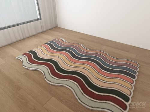 Irregular Wavy Colorful Bauhaus Memphis Style Carpet 3D model