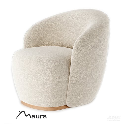 Maura Modern Curved Boucle Armchair 3D model