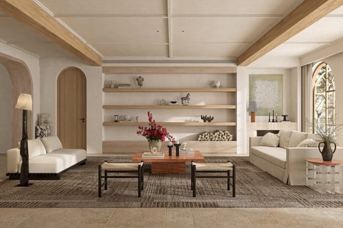 Tuscan Natural Style Living Room Interior Scene 3D model