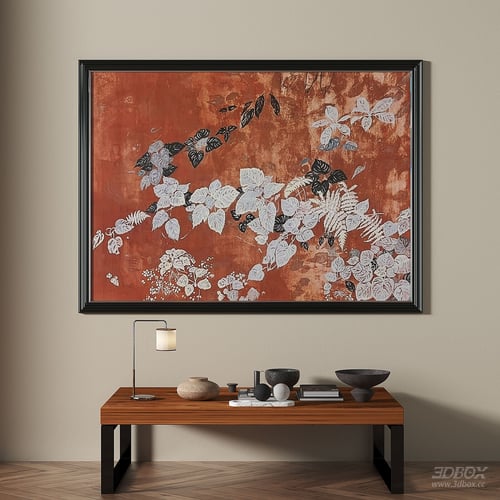 French Retro Luxury Floral Decorative Wall Frame Painting 3D model