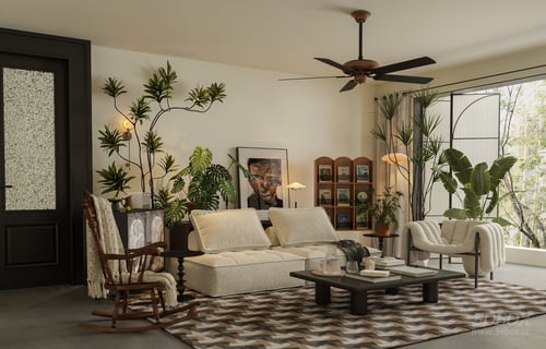 Vintage Mid Century Modern Living Room Interior Scene 3D model
