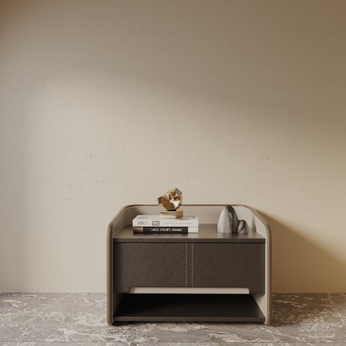 Modern Leather Bedside Side Table 3D model