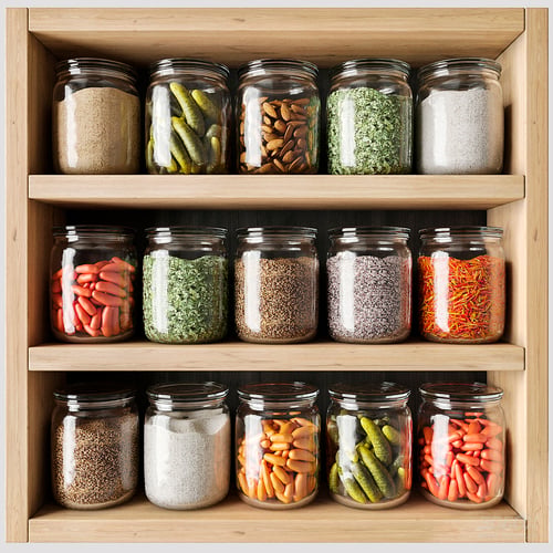Kitchen Spice and Food Storage Glass Jars Set 3D model