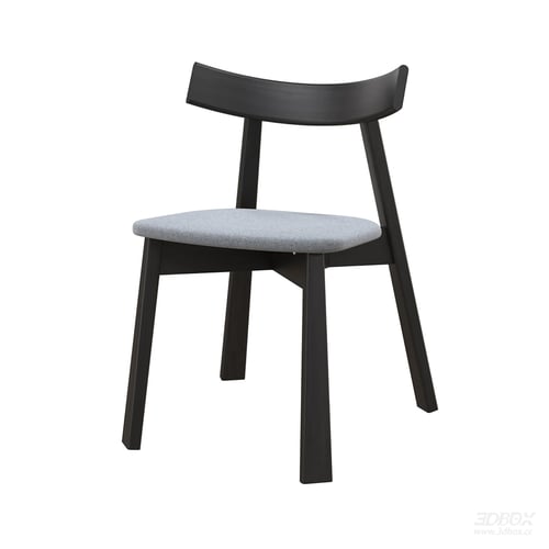 Modern Minimalist Wooden Dining Chair with Fabric Cushion 3D model