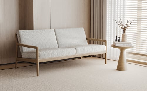 Modern Double Sofa with Wooden Frame and Side Table 3D model