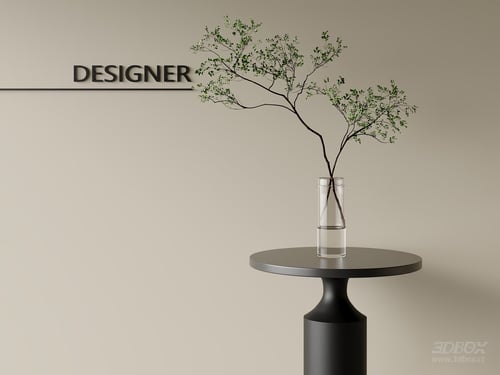 Modern Indoor Greenery Branch in Glass Vase Decor Set 3D model