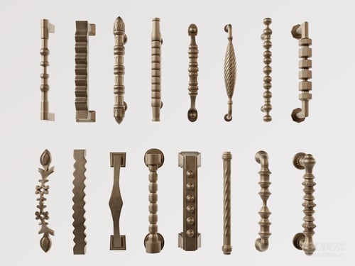 Vintage Brass Decorative Door Pull Handle Set 3D model