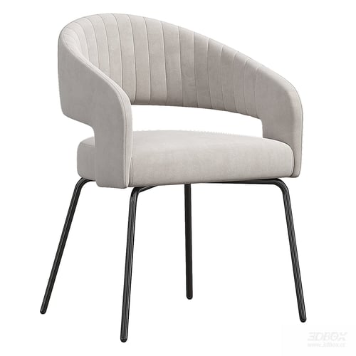 Modern Upholstered Armchair with Metal Legs 3D model