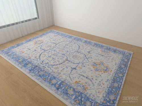 Vintage Blue Orange Pattern Area Rug 3D model
