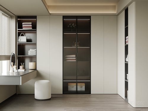 Modern Minimalist Dressing Room with Wardrobe and Dressing Table 3D model