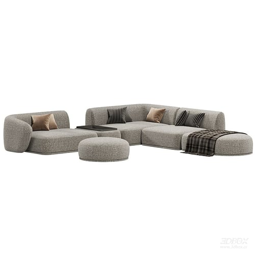 Modern Modular Boucle Fabric Sectional Sofa Set 3D model