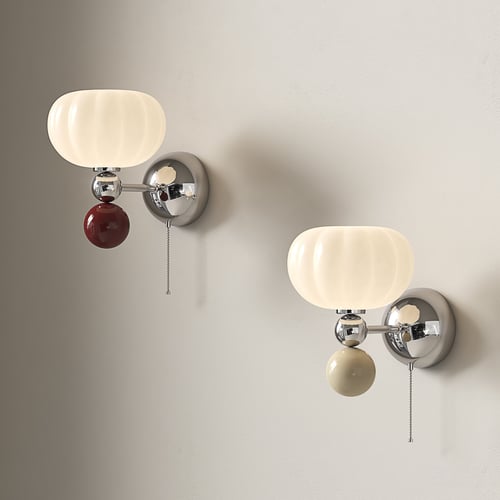 Vintage Mid-Century Cream Style Wall Lamp Set 3D model