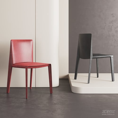 Modern Minimalist Leather Dining Chair 3D model
