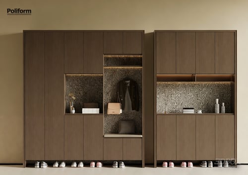 Modern Italian Style Hallway Shoe Cabinet Set 3D model