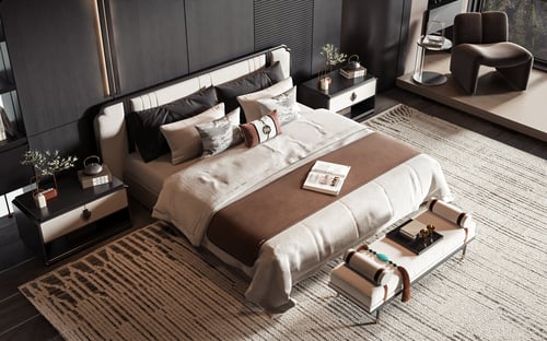 New Chinese Style Modern Bedroom Interior Scene 3D model
