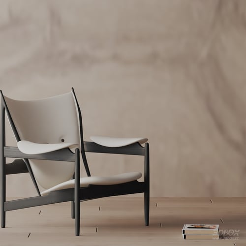 Modern Minimalist Wood Frame Leather Armchair 3D model