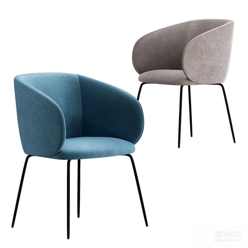 Modern Lucerne Velvet Upholstered Chair with Metal Legs 3D model