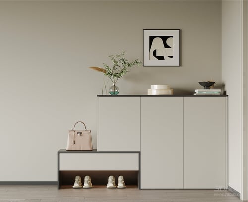 Modern Minimalist Hallway Shoe Cabinet with Decor 3D model