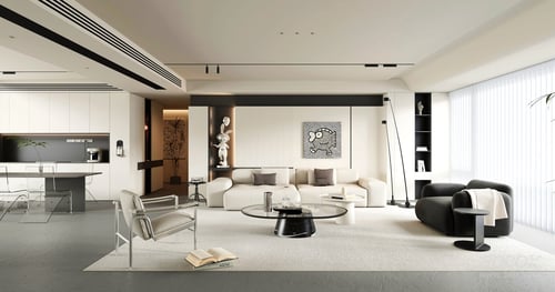 Minimalist Modern Living Room Interior Scene 3D model