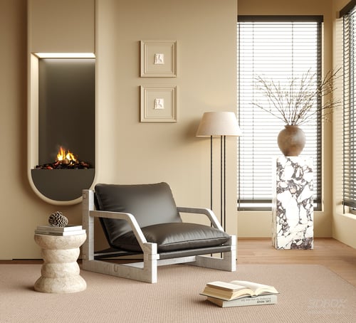 Modern Living Room With Single Armchair And Side Table 3D model