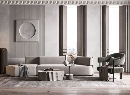 Modern Luxury Living Room with Sofa Set and Coffee Table 3D model