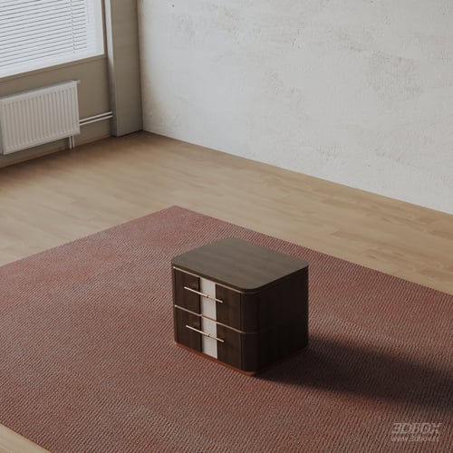 Modern Wooden Nightstand with Drawers 3D model
