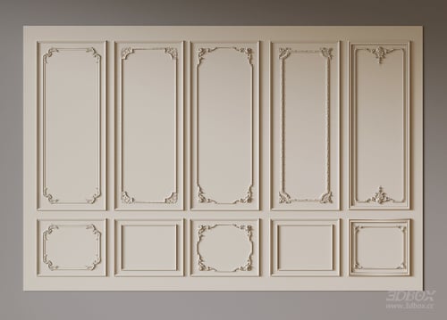 French Style Decorative Plaster Wall Molding Set 3D model