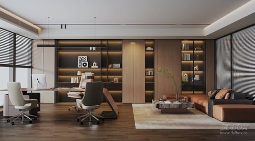 Modern Executive Manager Office Interior Scene 3D model