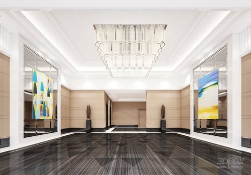 Modern Luxury Residential Lobby Reception Area 3D model