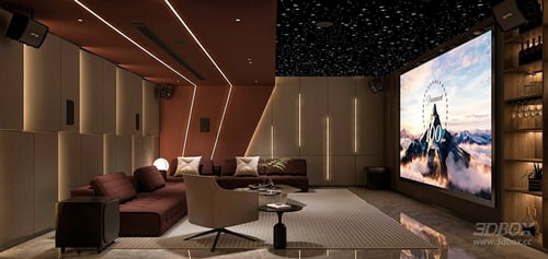 Modern Luxury Home Theater Interior Scene 3D model