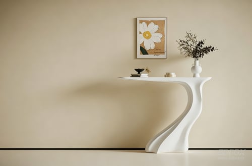 Modern Cream Style White Curved Console Table 3D model