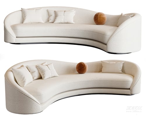 Modern Curved Boucle Fabric Sofa Set 3D model