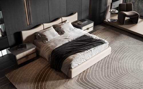 Modern Luxury Minimalist Bedroom with Double Bed 3D model