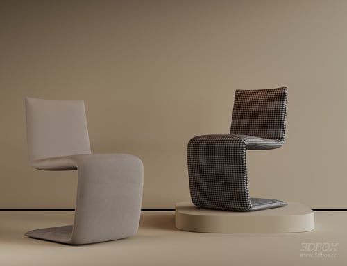 Modern Fabric Upholstered Dining Chair Mid Century Style 3D model
