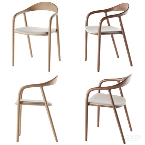 Artisan Neva Wooden Upholstered Armchair 3D model