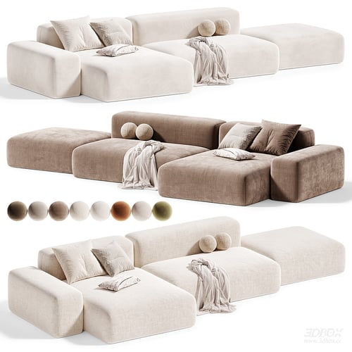 Modern Modular Fabric Sectional Sofa Set 3D model