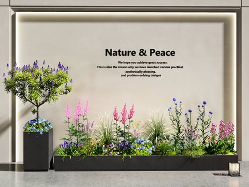 Indoor Landscape Greenery Flower Bed Plant Arrangement 3D model